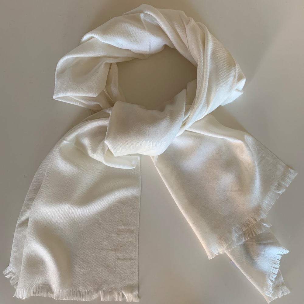Belle France Accessories Cashmere White Scarf *NWT